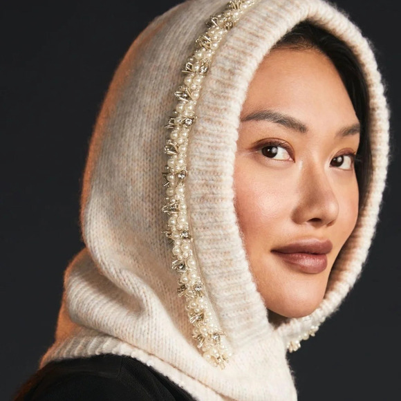 Anthropologie Embellished Knit Hood - Picture 3 of 3
